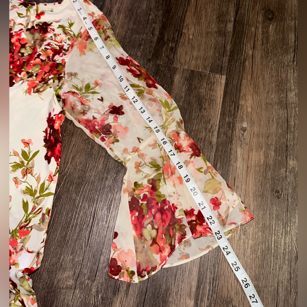 PerSeption Concept White Pink Floral Blouse size XL - Picture 9 of 13